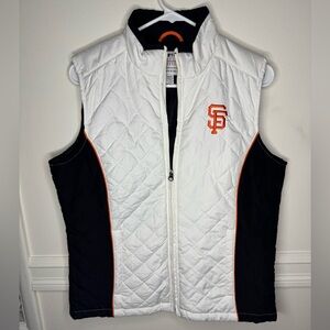 SF Giants Quilted Vest White Black Orange MLB Women’s Small